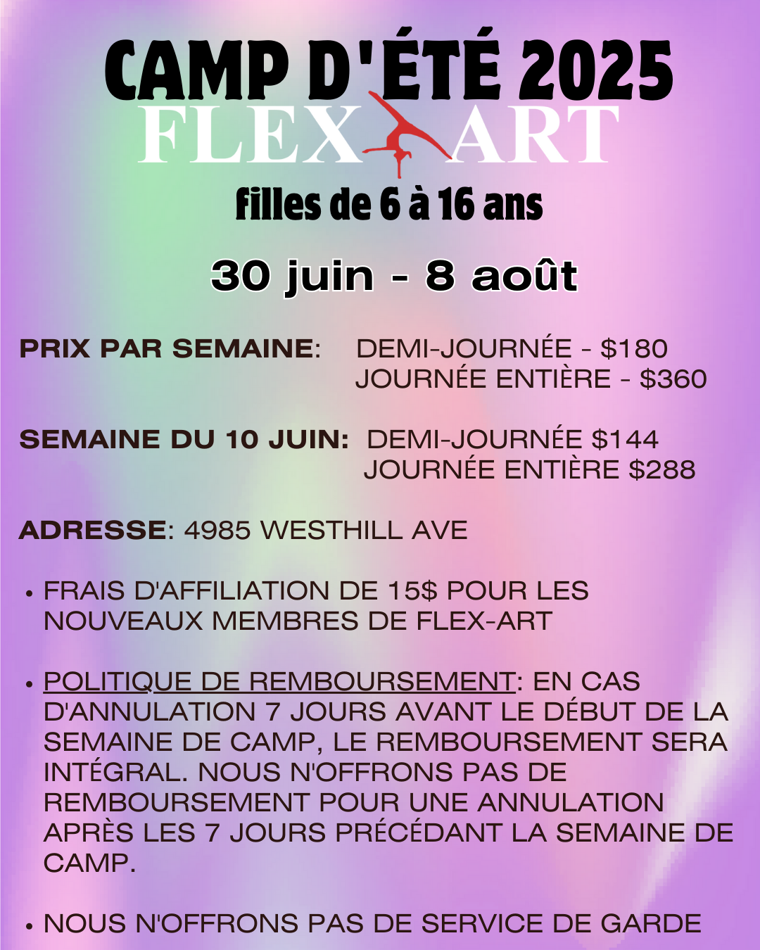 Informations sur les camps d'été
